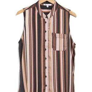 DR2 Brown and Tan Tank Top with Vertical Stripes